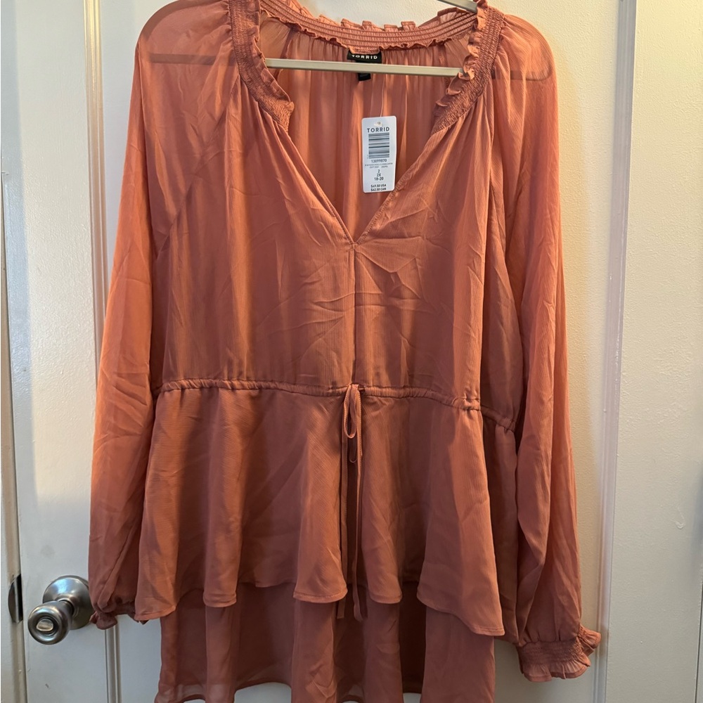 Torrid Coral Ruffle Blouse